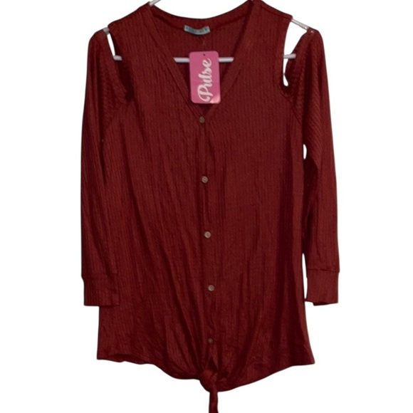 🌹NWT:P.S. Kate Take A Hint Cold Shoulder Thermal Top - Picture 1 of 7
